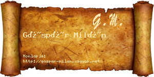Gáspár Milán névjegykártya