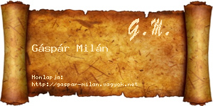 Gáspár Milán névjegykártya